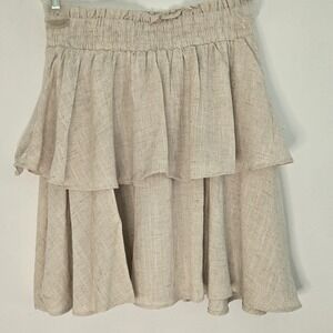 Balletcore‎ Beige Tiered & Smocked Coquettegirl Mini Skirt Fairy Bubblecore
